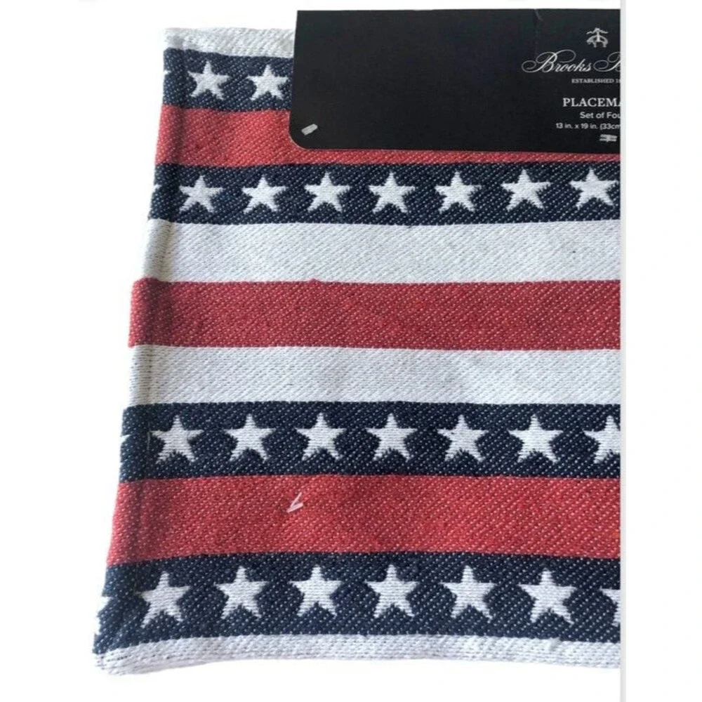 Brooks Brothers Placemats Set of 4 Patriotic 4th of July Summer Stars Stripes